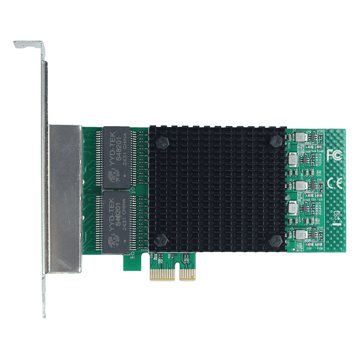 Placa de Rede Gigabit Quad Port Intel CHIPSET PCI-E X1 LC1000-IT4P em destaque