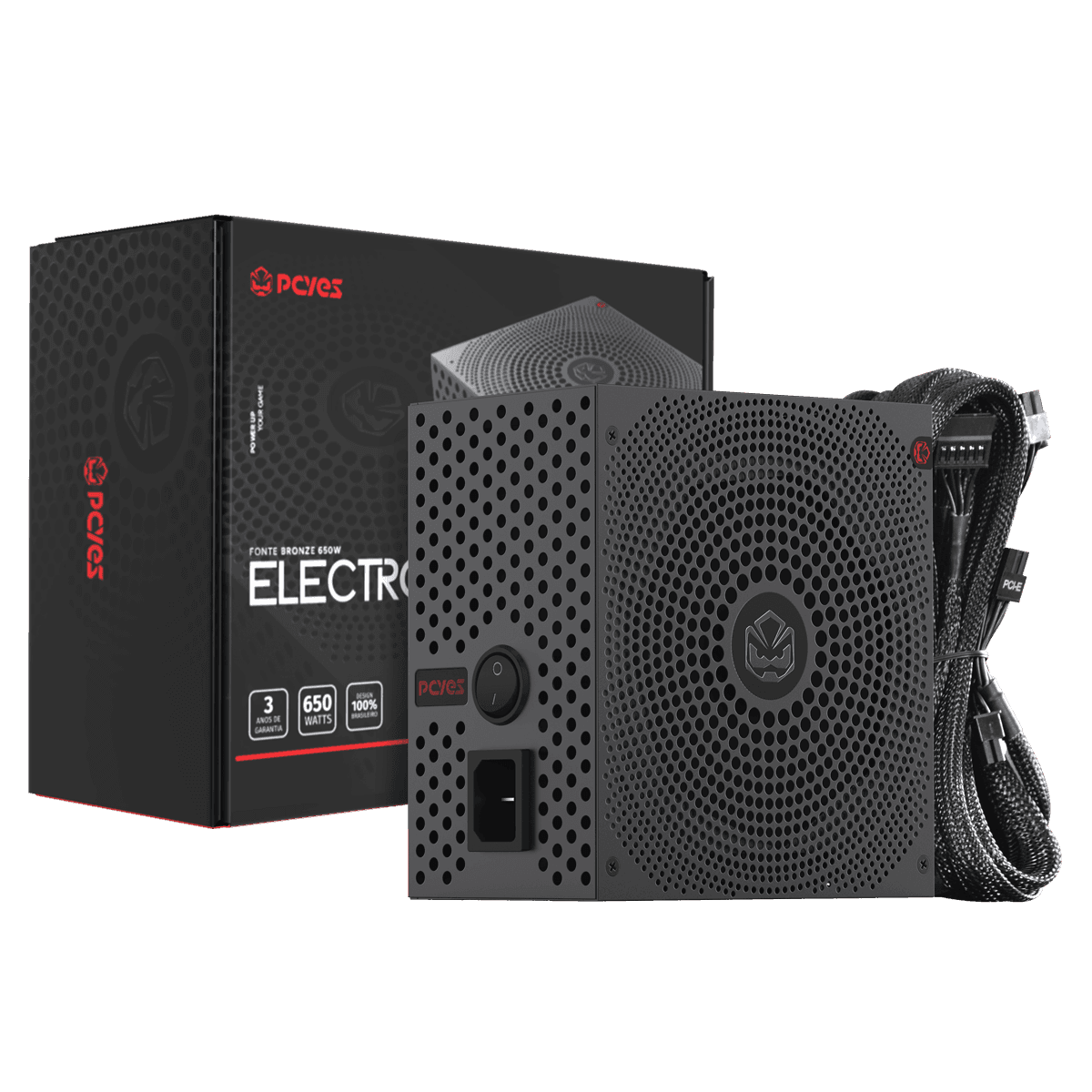 Fonte PCYES Gamer Electro V2 650W 80Plus Bronze PFC Ativo ELECV2PTO650W