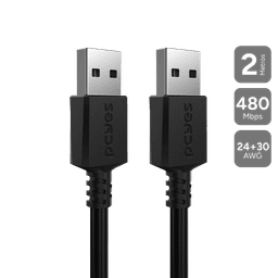 Cabo PCYES USB 2.0 A para A 2 Metros Cobre Puro 480Mbps PUAM2-2 1