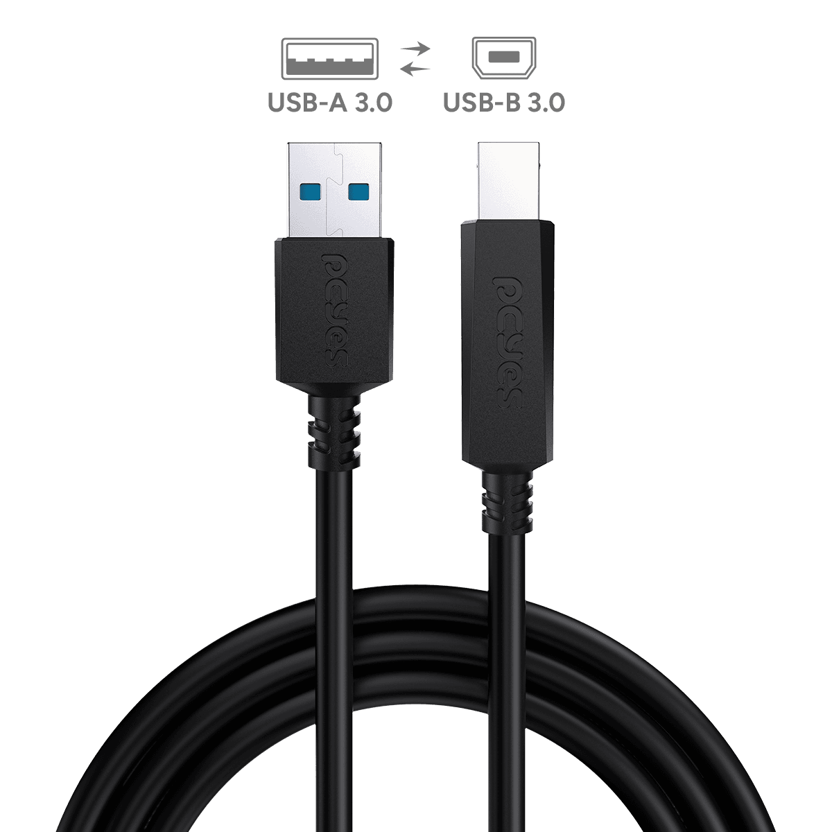 Cabo PCYES USB 3.0 A para B 3 Metros Cobre Puro 5Gbps PUABM3-3 em destaque