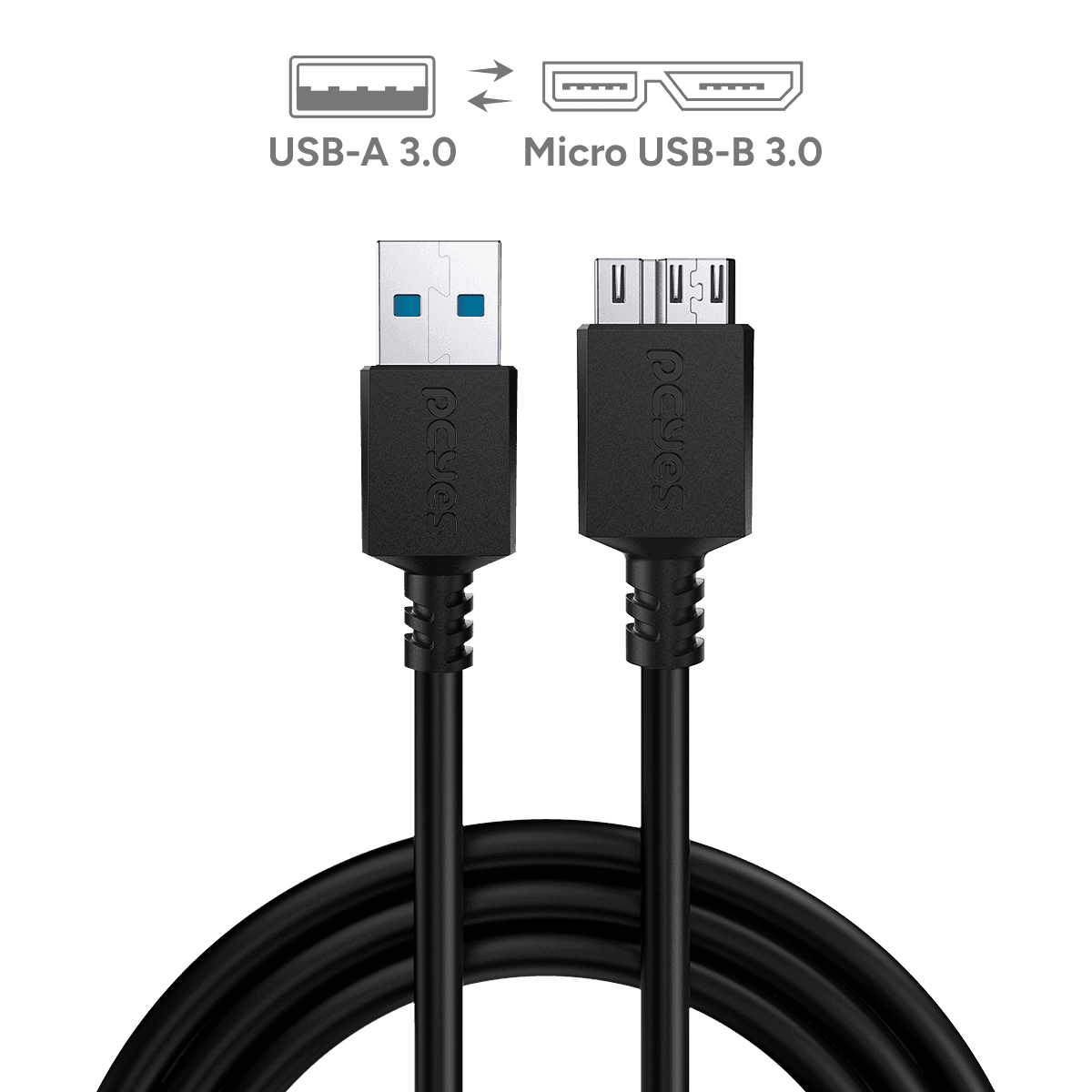 Cabo PCYES USB A 3.0 para Micro USB 3.0 1M 5Gbps PUAMCM3-1 em destaque