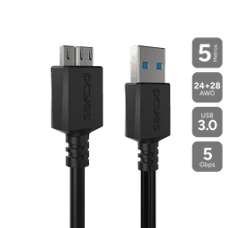 Cabo HD Externo PCYES USB A 3.0 para Micro USB 3.0 5M 5Gbps PUAMCM3-5 1