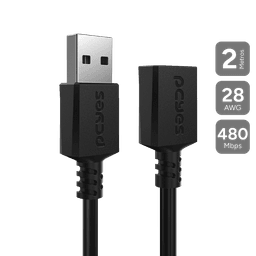 Cabo PCYES Extensor USB A 2.0 Macho para Fêmea 2m PUAMF2-2 2