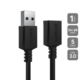 Cabo PCYES Extensor USB 3.0 A Macho para A Fêmea 1 Metro 5Gbps PUAMF3-1 1