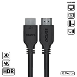 Cabo HDMI PCYES 2.0 4K 60Hz 15 Metros Cobre Puro 18Gbps PHM20-15 2