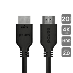Cabo HDMI PCYES 2.0 4K 60Hz 20 Metros Cobre Puro 18Gbps PHM20-20 1