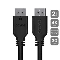 Cabo PCYES DisplayPort 1.2 4K 60Hz 2 Metros Cobre Puro 18Gbps PDPM-2 1