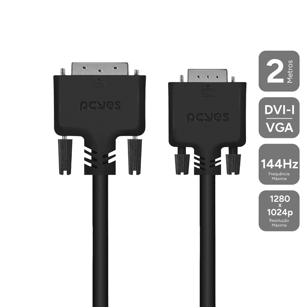 Cabo PCYES DVI-I 24+5 para VGA 15 Pinos 2M PDVM15-2