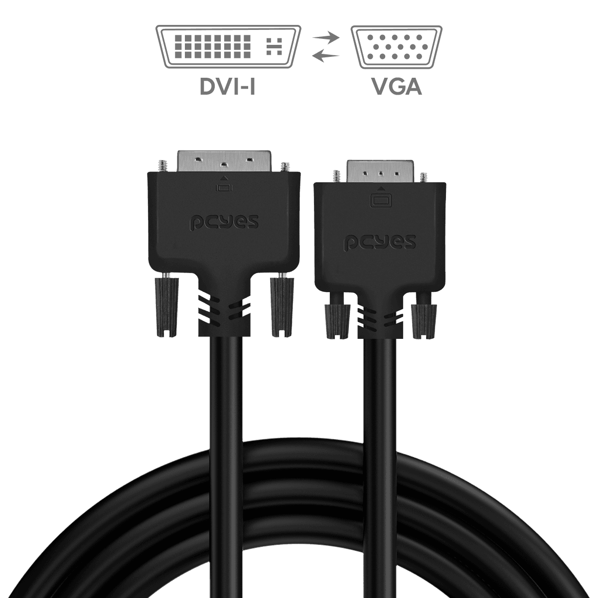 Cabo PCYES DVI-I 24+5 para VGA 15 Pinos 2M PDVM15-2 em destaque