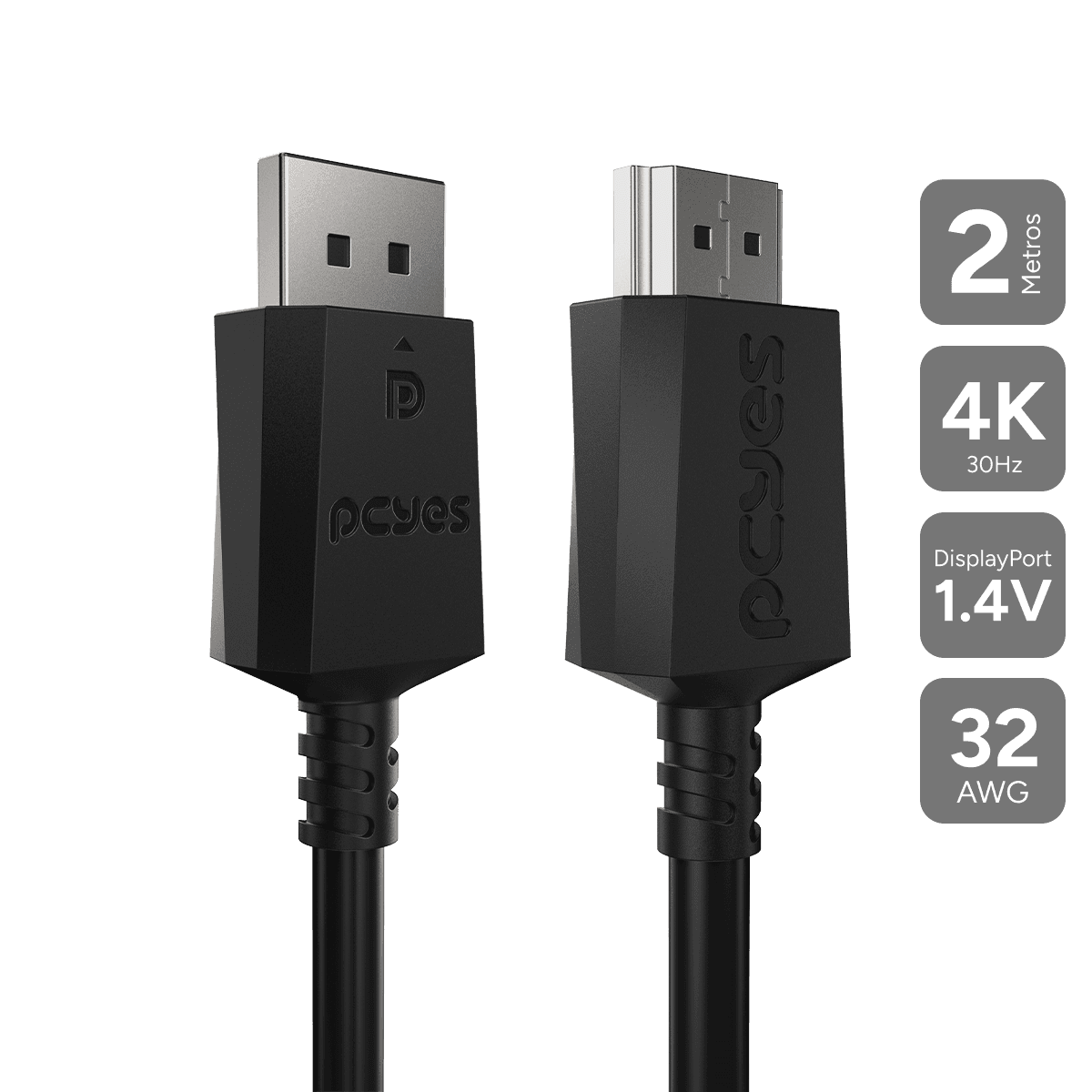 Cabo PCYES DisplayPort 1.4 para HDMI 2.0 2m PDPHM-2