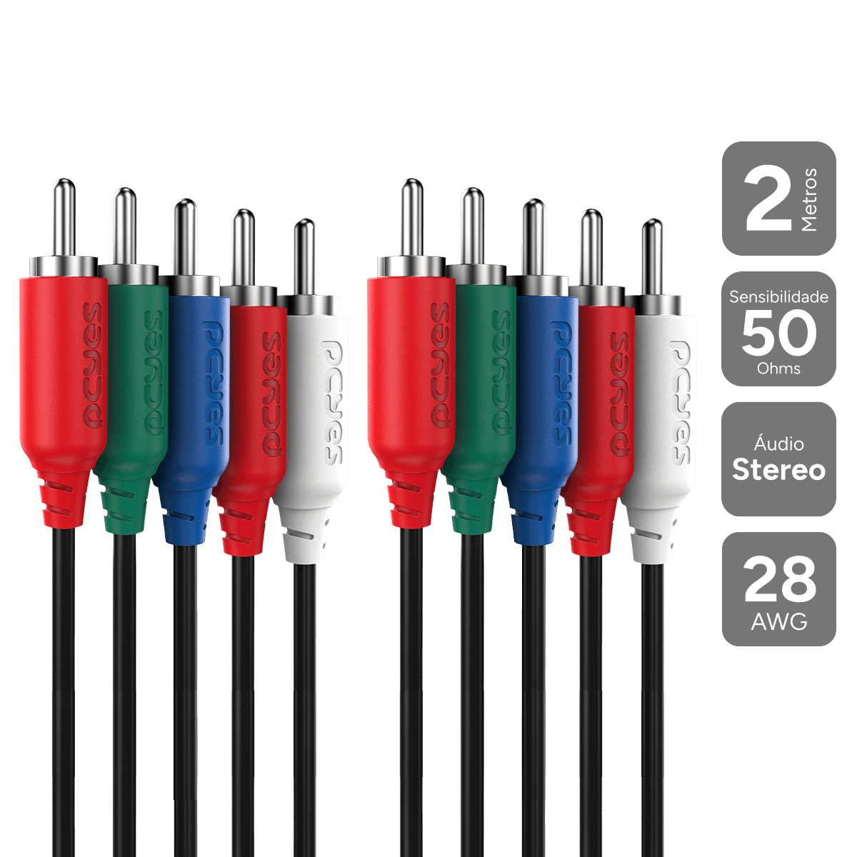 Cabo 5 RCA PCYES 2M Áudio e Vídeo Componente P5R-2