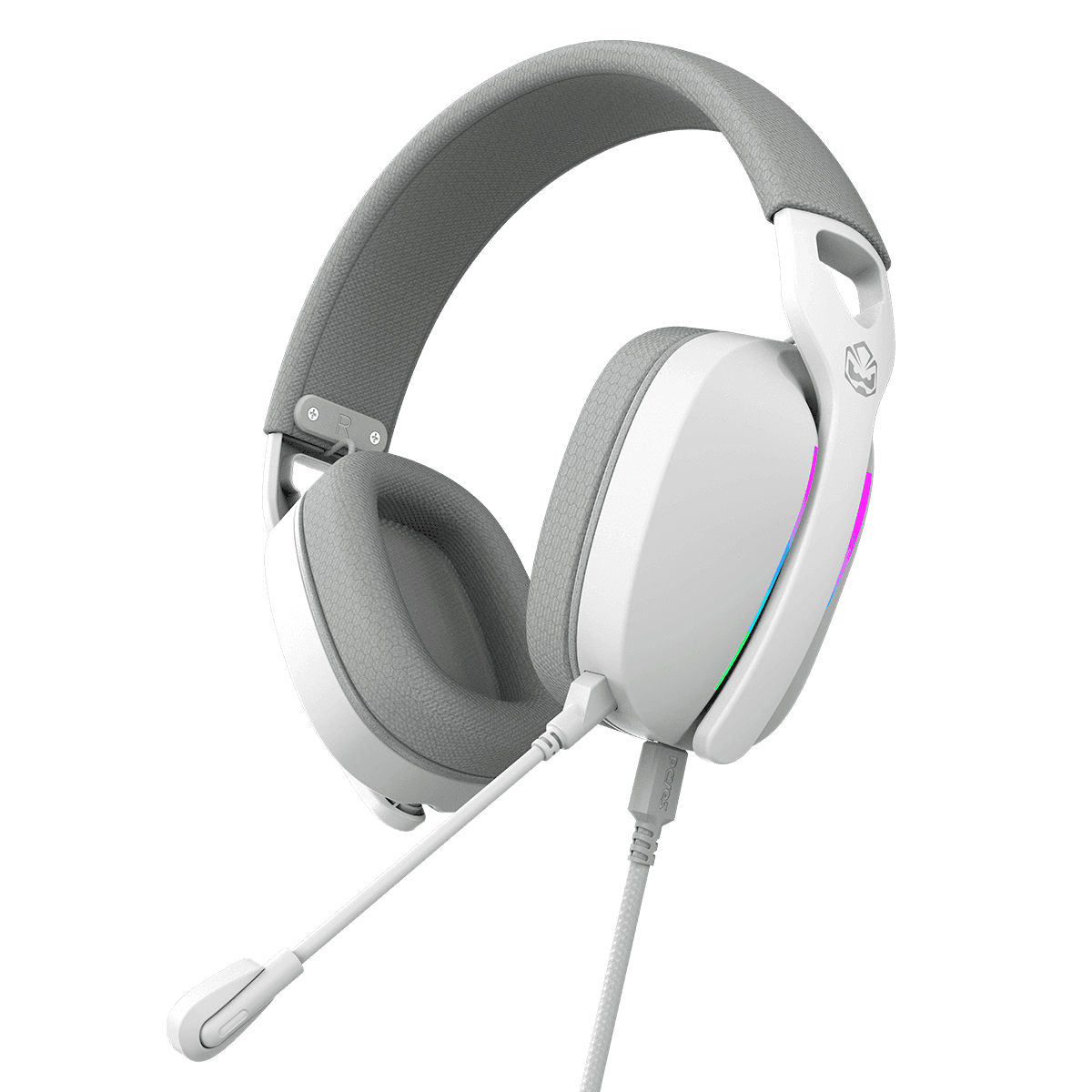 Headset PCYES Gamer Nowy White Ghost USB Surround 40mm RGB Microfone Destacável HGNW40WG