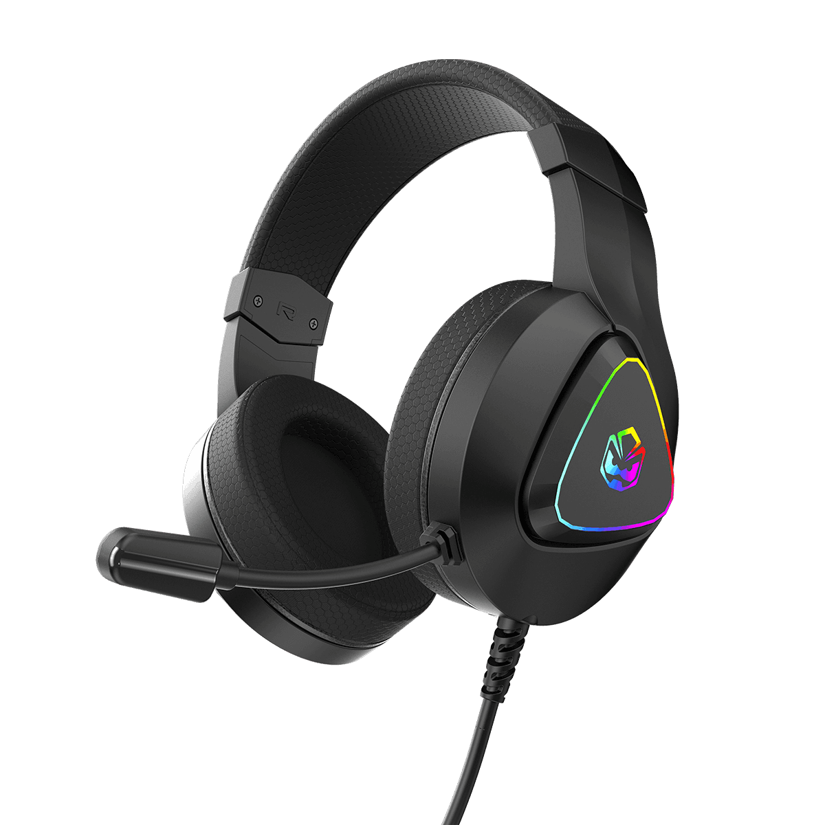 Headset PCYES Gamer Deffy Black Vulcan USB 50mm RGB Microfone Omnidirecional HGDF50BV