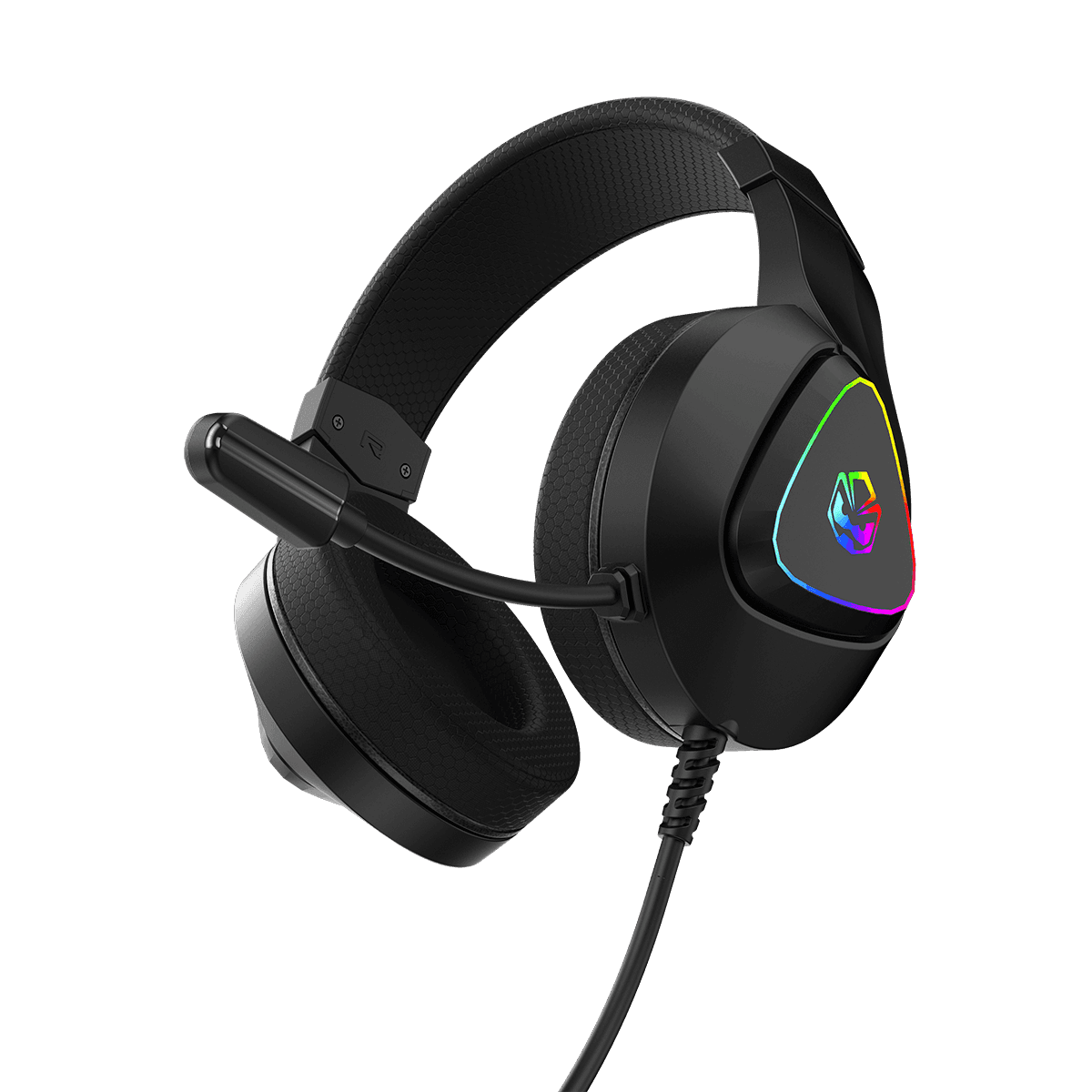 Headset PCYES Gamer Deffy Black Vulcan USB 50mm RGB Microfone Omnidirecional HGDF50BV em destaque