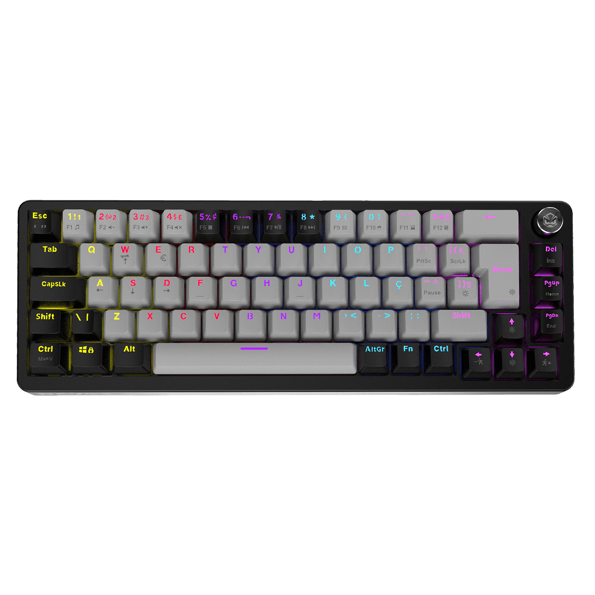 Teclado Mecânico PCYES Mecka 65% ABNT2 Outemu Red com Knob e RGB Rainbow TPMKBVRD