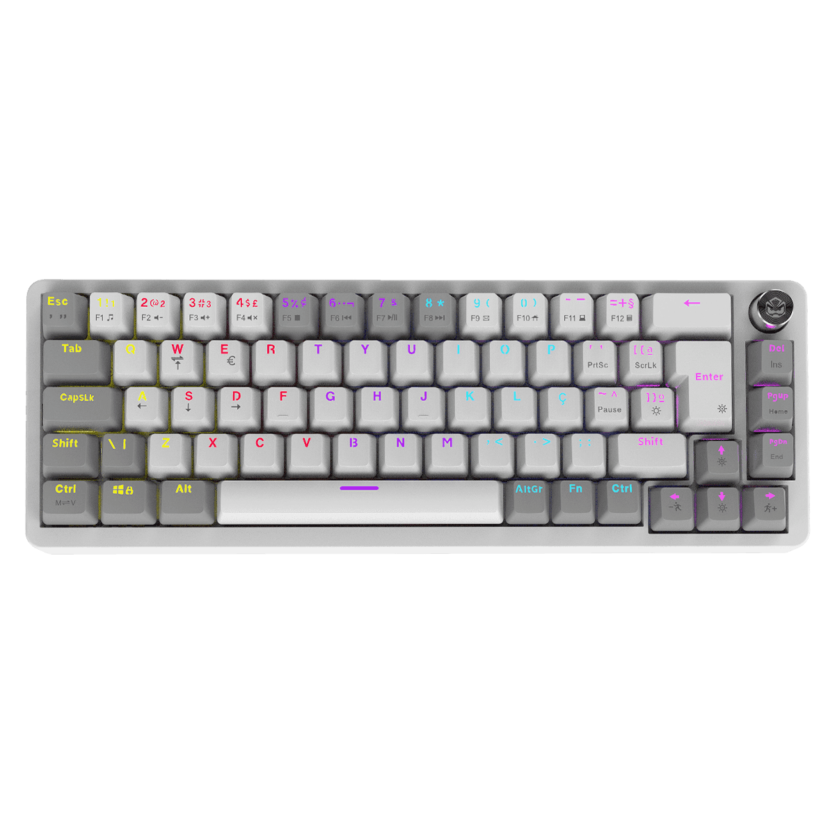 Teclado Mecânico PCYES Mecka 65% ABNT2 Outemu Blue com Knob e RGB Rainbow TPMKWGBL