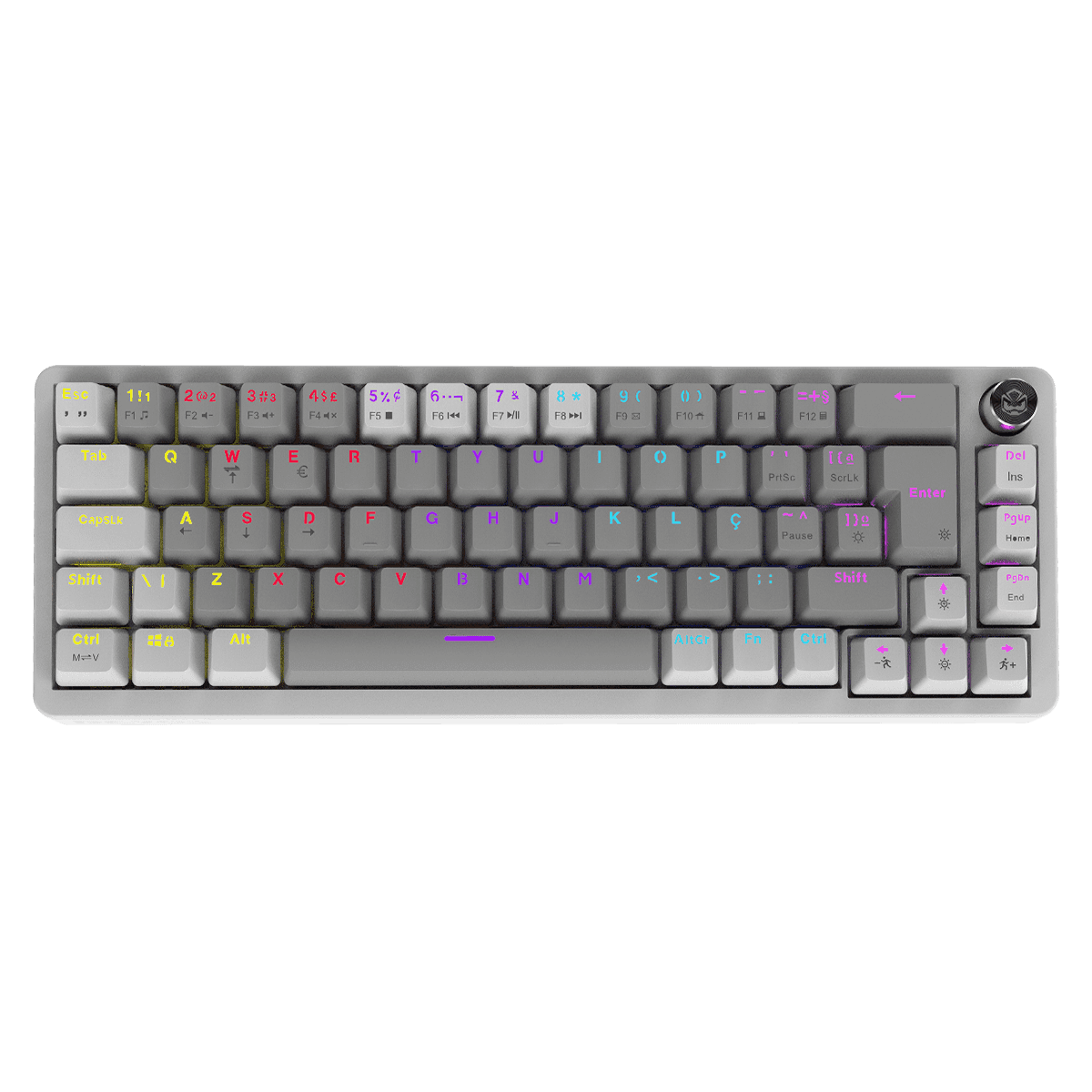 Teclado Mecânico PCYES Mecka White Ghost 65% ABNT2 Outemu Red RGB Rainbow TPMKWGRD