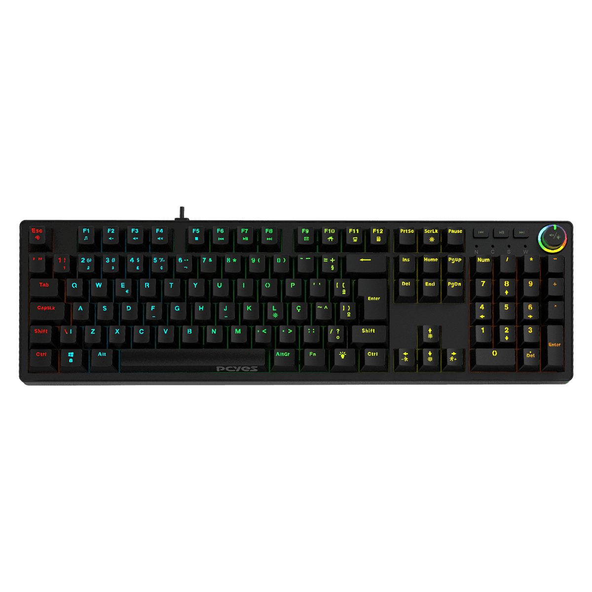 Teclado Mecânico PCYES Zecky Black Vulcan 100% ABNT2 Outemu Red RGB PTZKBVRD