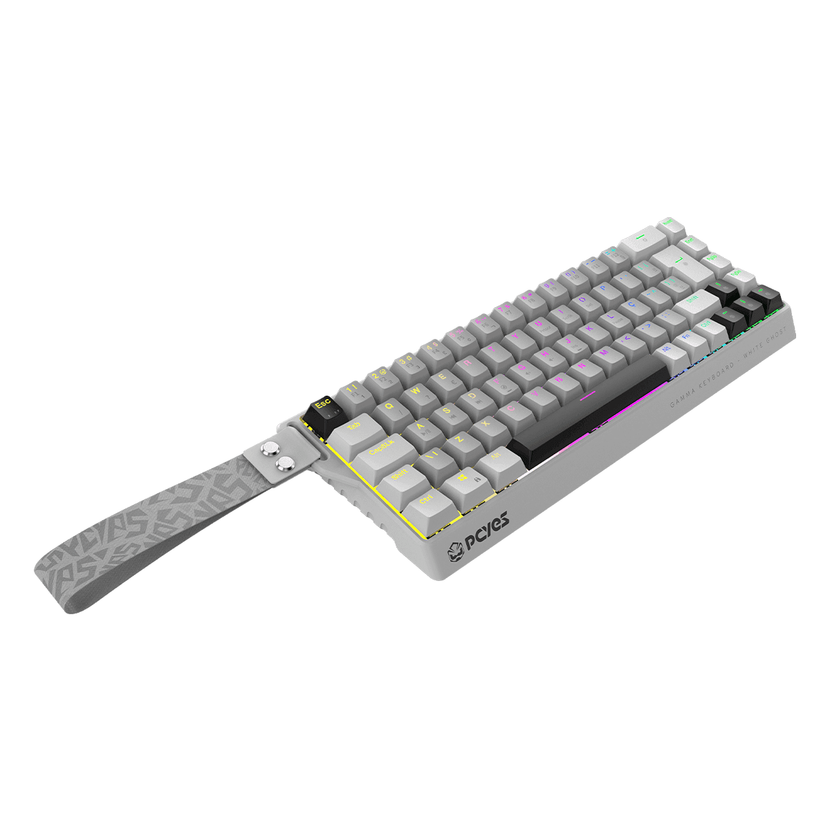 Teclado PCYES Magnético Gamma White Ghost RGB 8000Hz USB PMGMWG detalhe