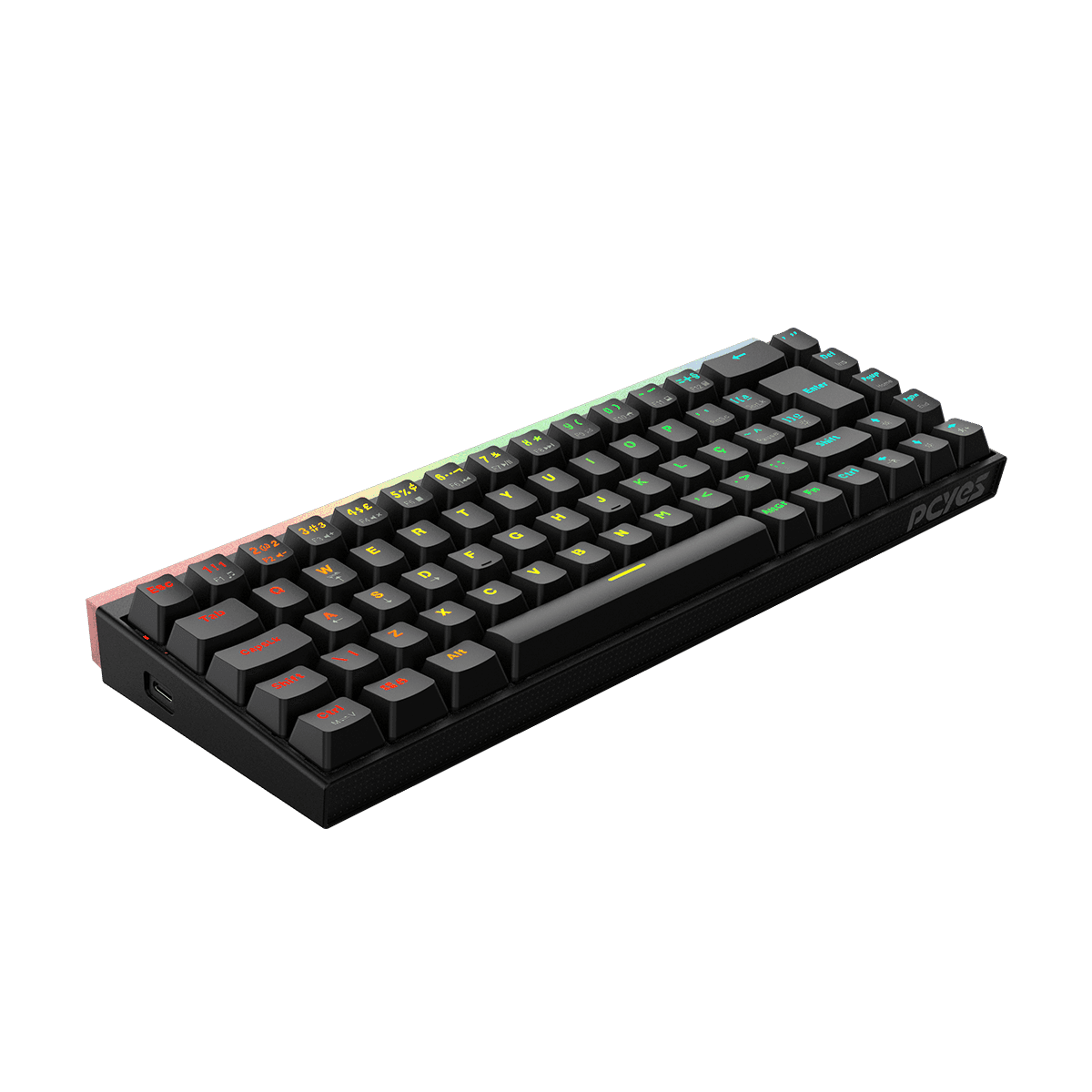 Teclado Mecânico PCYES Shiyan Black Vulcan 60% ABNT2 Outemu Blue RGB TPSHBVBL em destaque