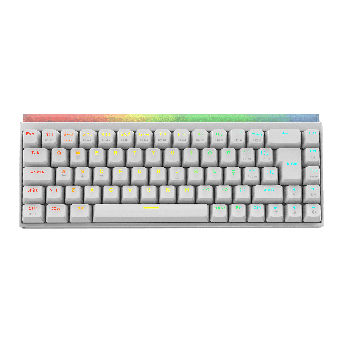 Teclado Mecânico PCYES Shiyan White Ghost 60% ABNT2 Outemu Red RGB TPSHWGRD