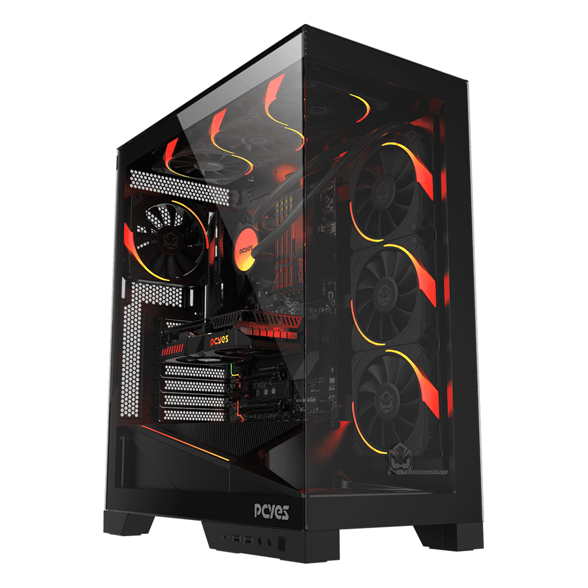 Gabinete Gamer PCYES Forcefield Flow Black Vulcan GFFFBV
