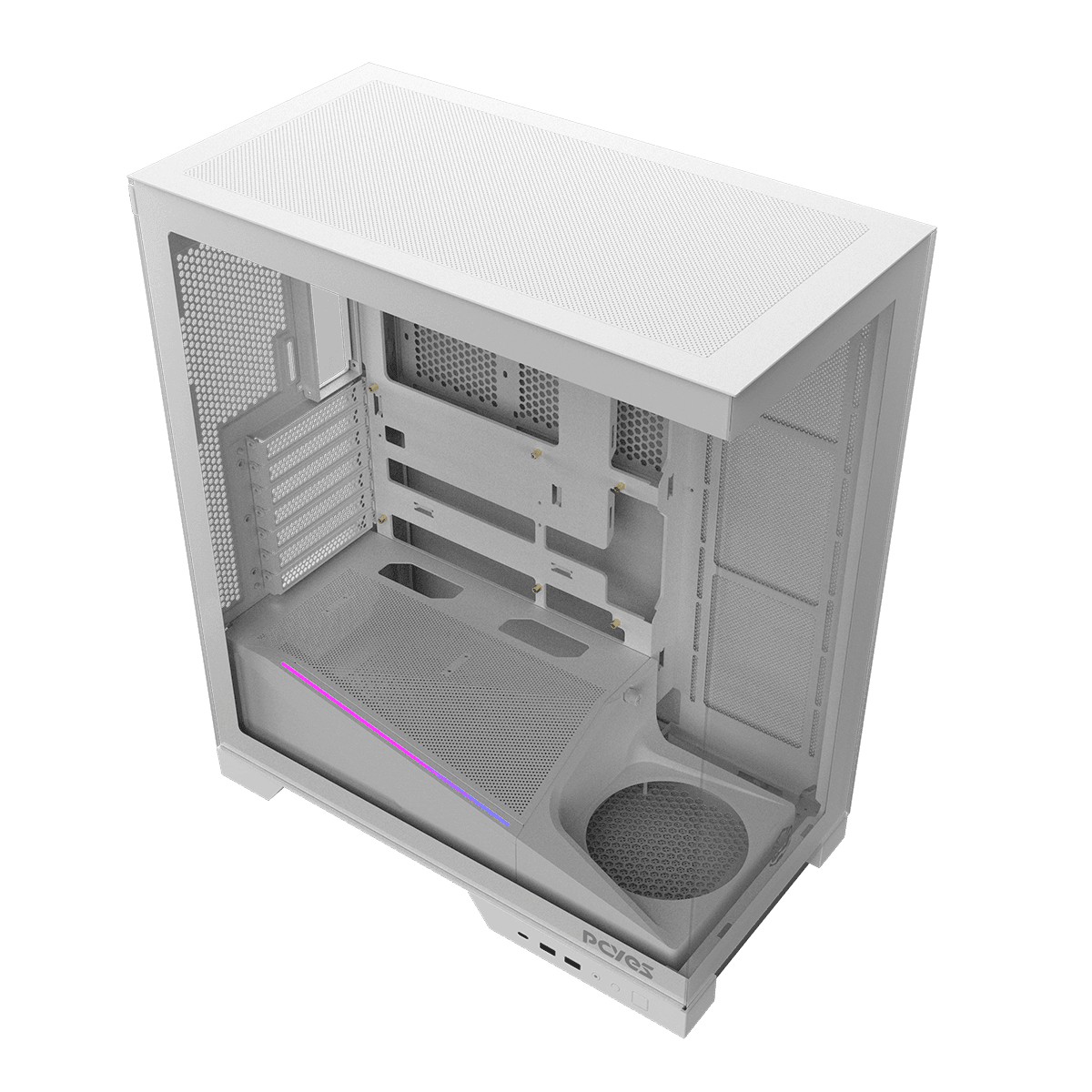 Gabinete Gamer PCYES Forcefield Flow White Ghost GFFFWG detalhe