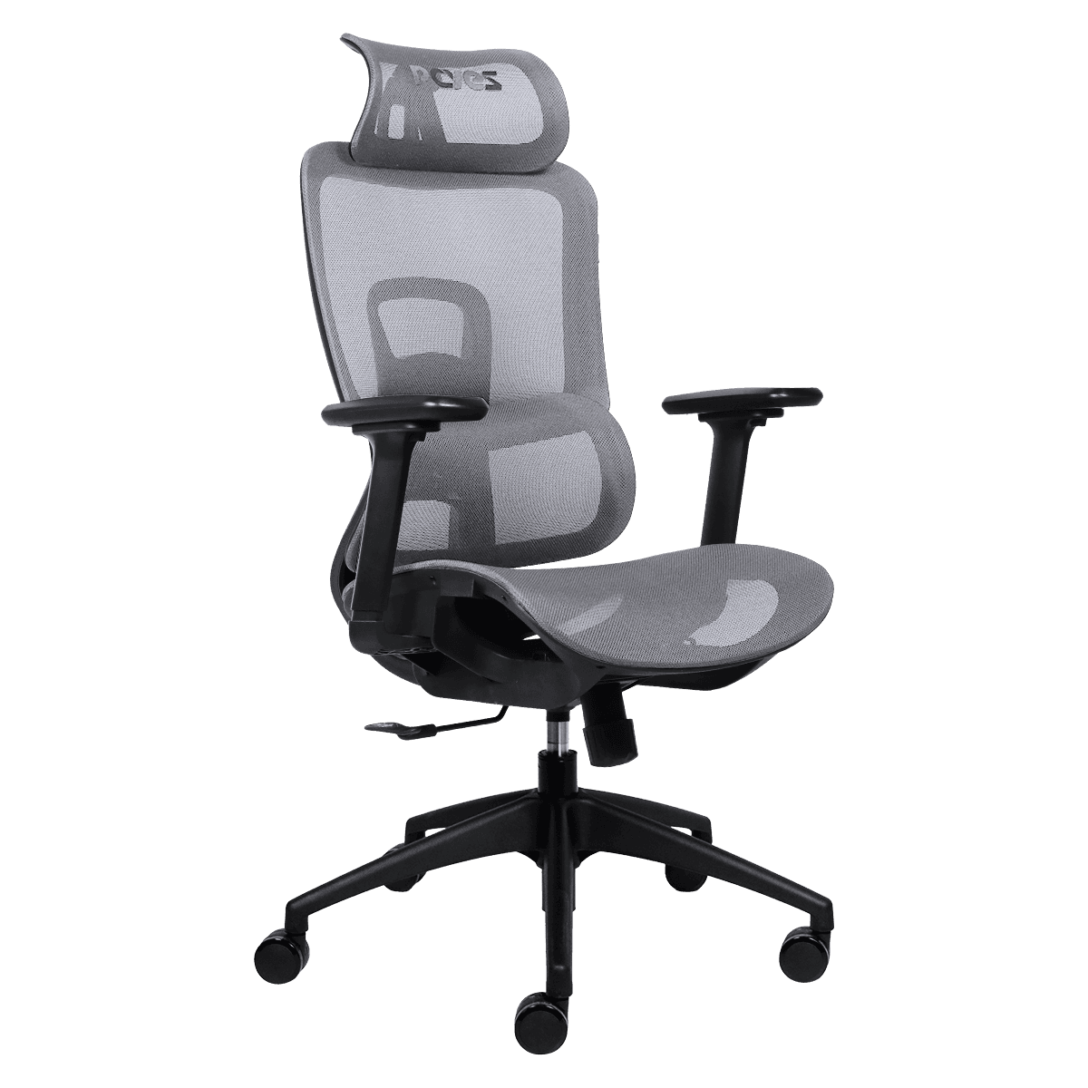 Cadeira Office PCYES Ergonômica MS5 Cinza com Apoio 3D e Mesh Respirável