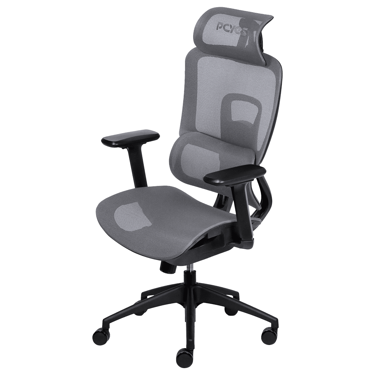 Cadeira Office PCYES Ergonômica MS5 Cinza com Apoio 3D e Mesh Respirável em destaque