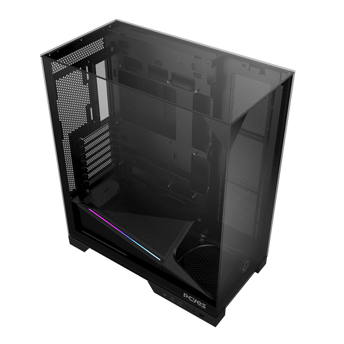 Gabinete Gamer PCYES Forcefield Dome Black Vulcan GFFDBV detalhe