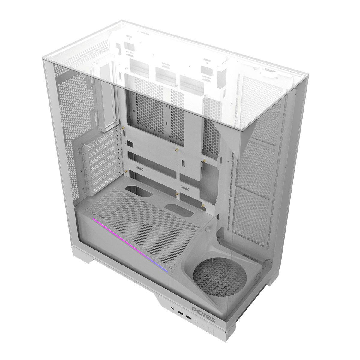 Gabinete Gamer PCYES Forcefield Dome White Ghost GFFDWG detalhe