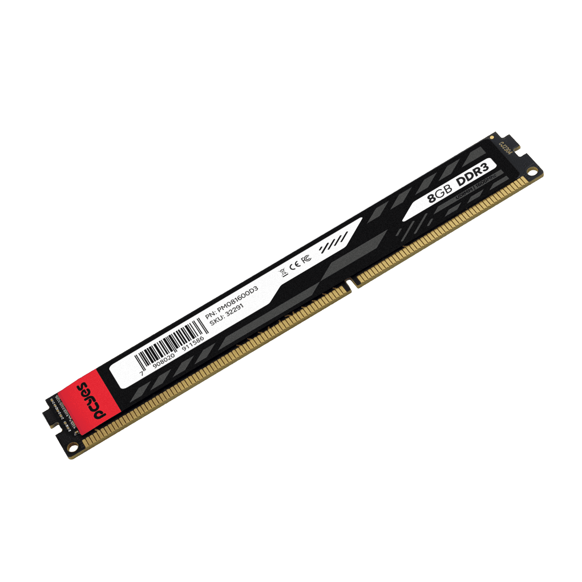 Memória PCYES 8GB DDR3 1600MHz UDIMM CL11 PM081600D3 em destaque