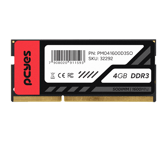 Memória PCYES SODIMM 4GB DDR3 1600MHz Notebook PM041600D3SO detalhe