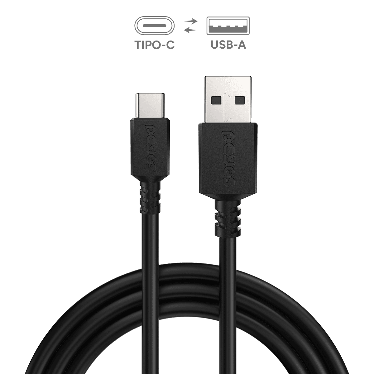 Cabo PCYES USB A para USB Tipo-C 2 Metros PVC 3A 480Mbps PUACP-02 em destaque