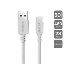 Cabo PCYES USB A 2.0 para USB Tipo-C 50cm 3A Branco PUACB-05 1