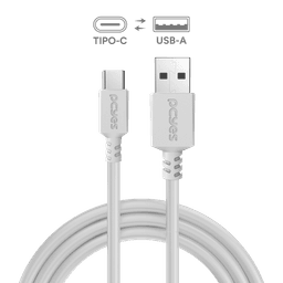 Cabo PCYES USB A 2.0 para USB Tipo-C 50cm 3A Branco PUACB-05 2