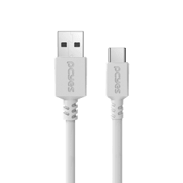 Cabo PCYES USB A 2.0 para USB Tipo-C 50cm 3A Branco PUACB-05 3