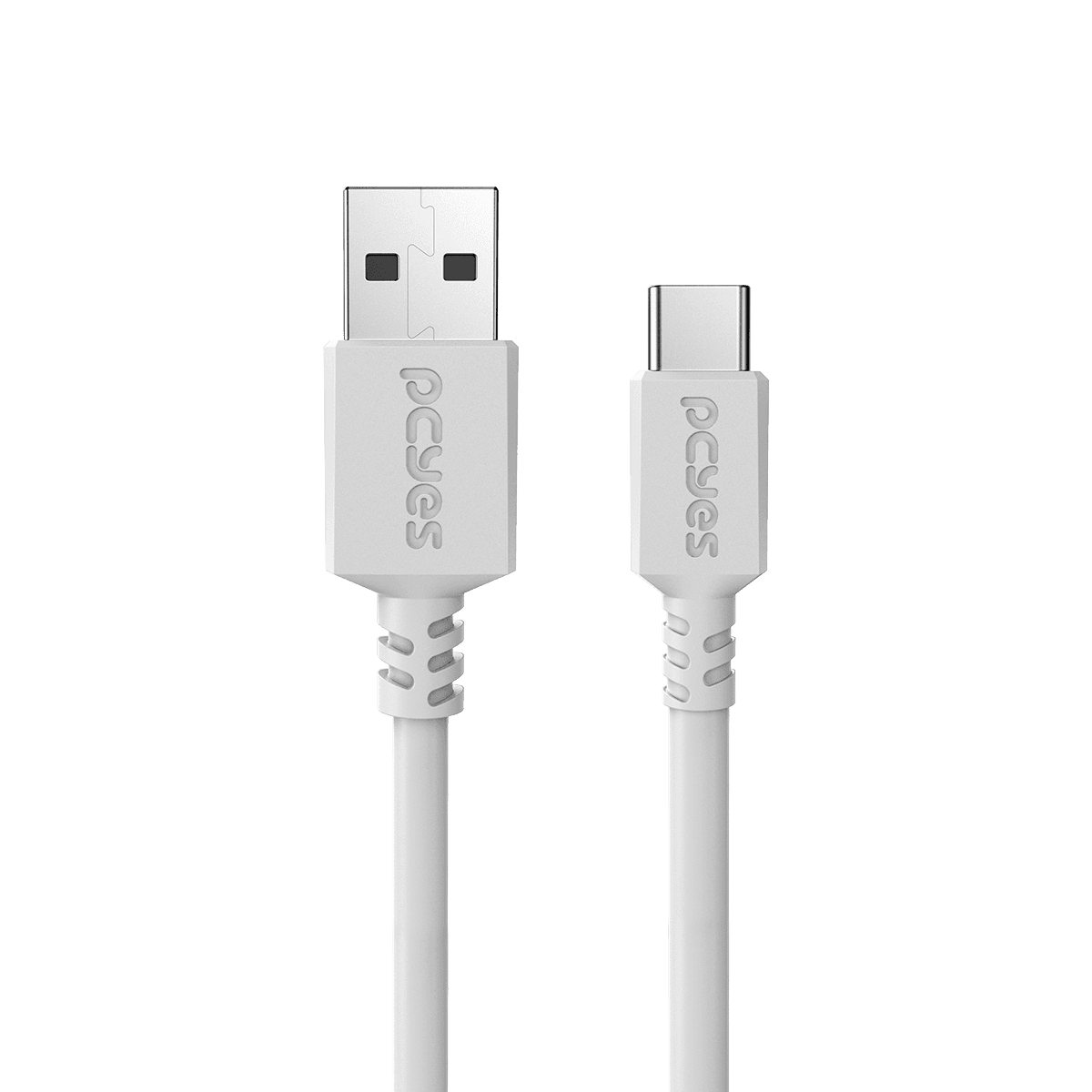 Cabo PCYES USB A 2.0 para USB Tipo-C 50cm 3A Branco PUACB-05 detalhe