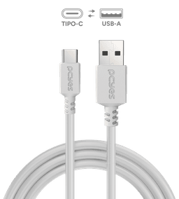 Cabo PCYES USB A para USB Tipo-C 2 Metros Branco 3A 480Mbps PUACB-02 2