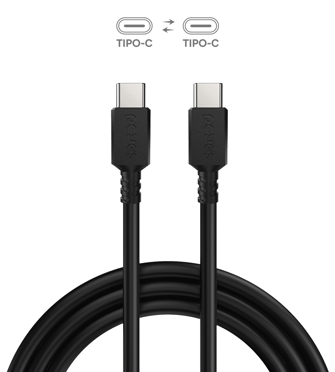 Cabo PCYES USB-C para USB-C 2.0 2M 3A PUCP-02 em destaque