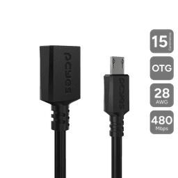 Cabo Adaptador OTG Micro USB para USB A PCYES 15CM PAMUP-15 1