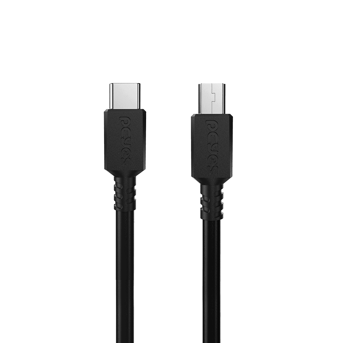 Cabo PCYES USB Tipo-C para Mini USB B 2.0 1 Metro 480Mbps 3A PVC Preto PUCMBP-1 detalhe