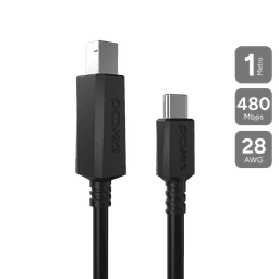 Cabo PCYES USB-C para USB B 2.0 1 Metro PUCBP-1 1