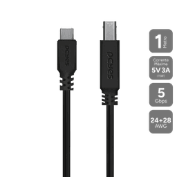 Cabo USB Tipo-C para USB B 3.0 PCYES 1M P3UCBP-1 1