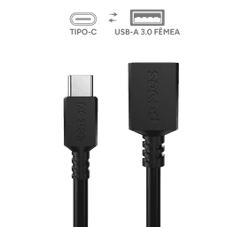 Cabo Adaptador OTG USB Tipo-C para USB A 3.0 15cm 5Gbps PCYES Preto P3AMUP-15 2