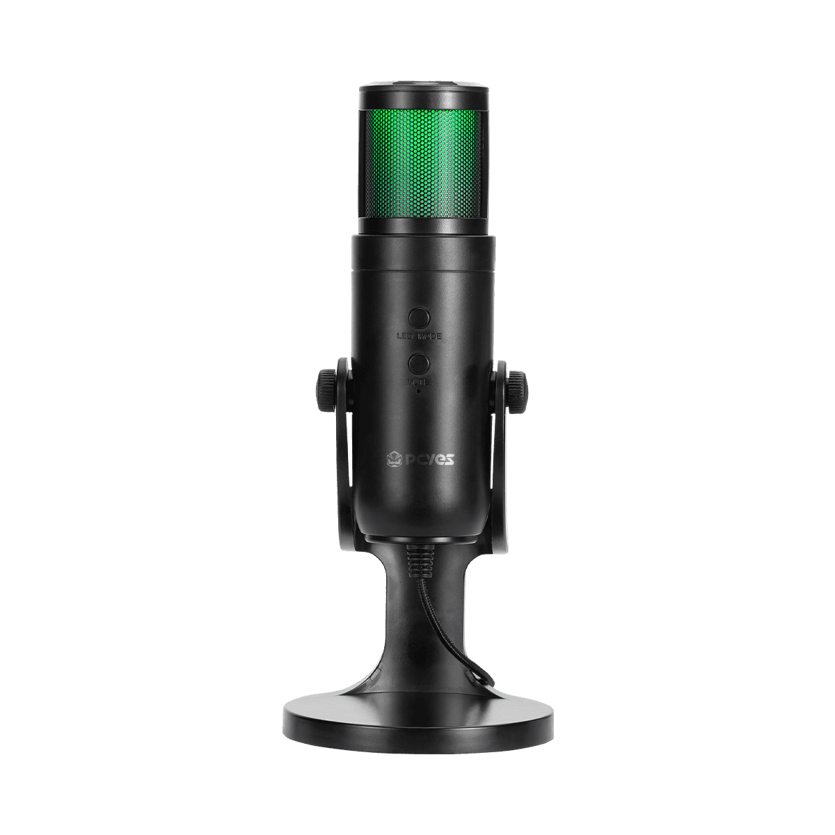 Microfone PCYES Gamer Hylia USB RGB com Mute e Cápsula Condensadora em destaque