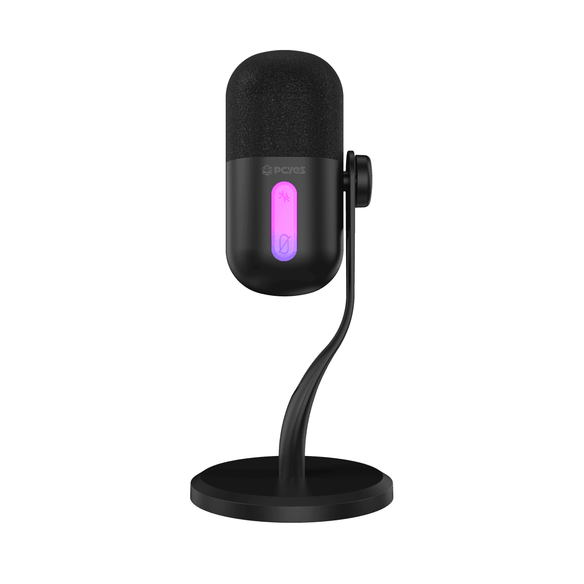 Microfone PCYES Gamer Hylia USB RGB com Mute e Cápsula Condensadora em destaque