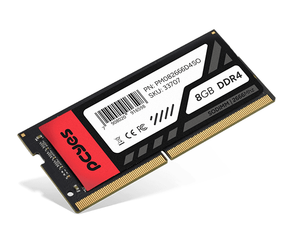 Memória RAM PCYES DDR4 SO-DIMM 8GB 2666MHz CL19 PM082666D4SO em destaque