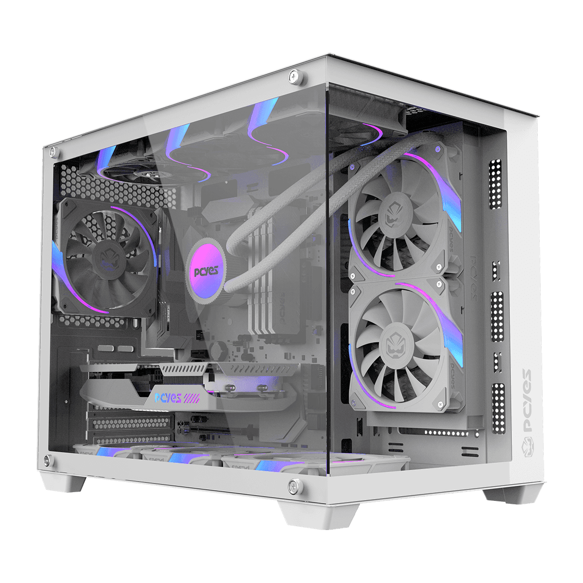Gabinete Gamer PCYES Forcefield V2 White Ghost Vidro Temperado