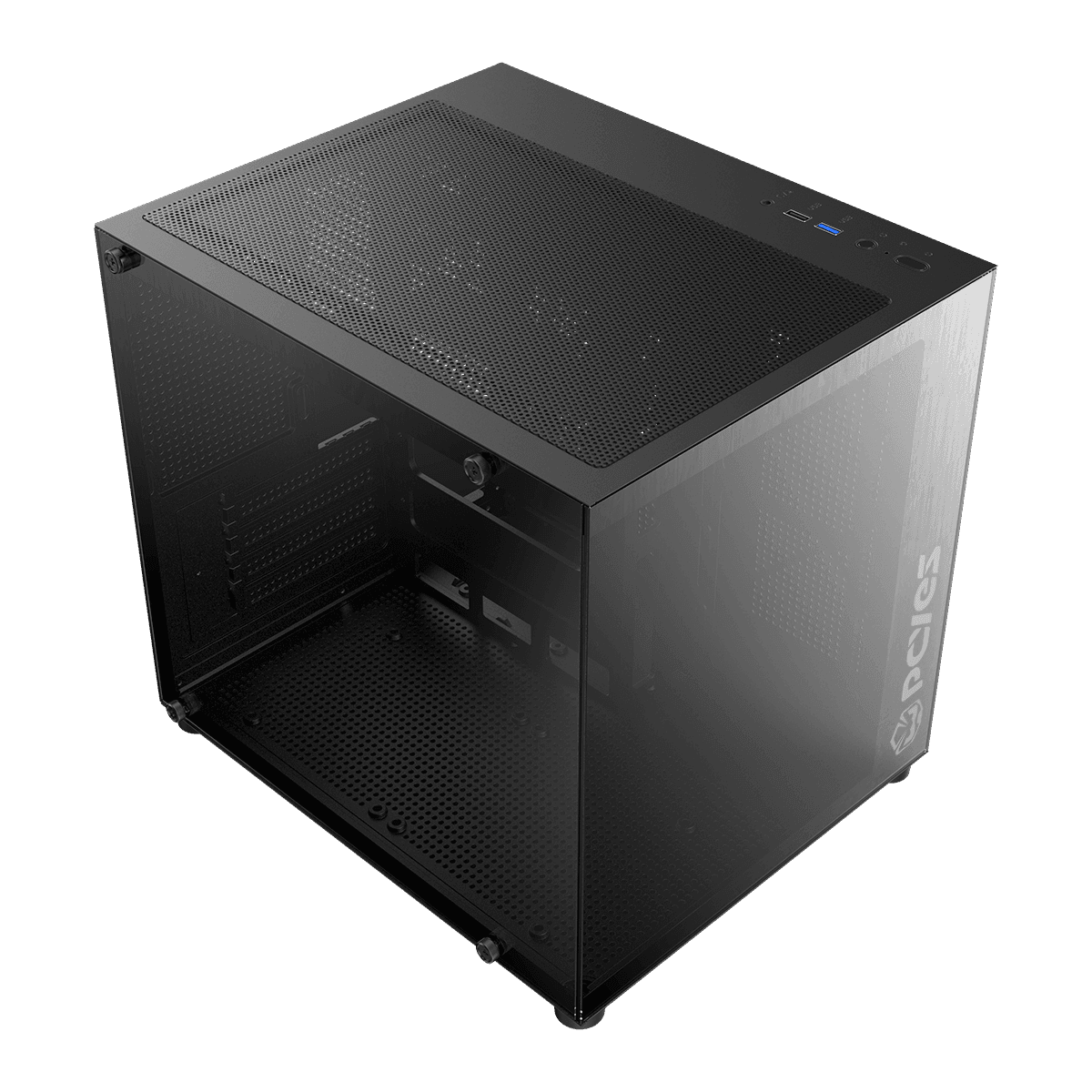 Gabinete Gamer Forcefield Mini Black Vulcan PCYes detalhe